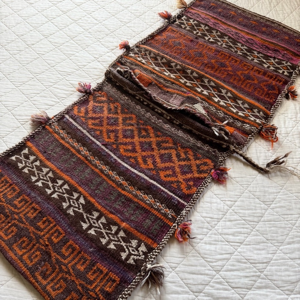 Vintage Andean Double Saddle Bag – Handwoven Wool Textile